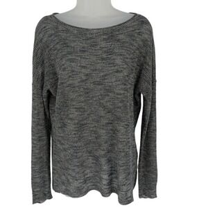 Feel The Piece Terre Jacobs Open Knit Sweater‎ Linen Blend Gray One Size